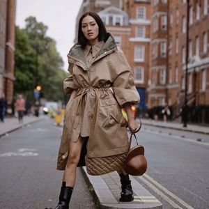 Ganni Double Cotton Coat in Tigers Eye size 36/S NWT